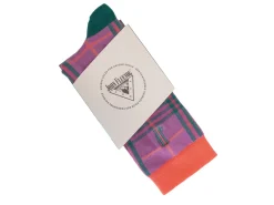 Fluevog Shoes Hazel Vog Socks | Knit Plaid Sock Purple/Teal Hot