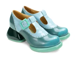Fluevog Shoes Hockney | T-Strap Leather Shoes Turquoise Sale