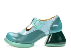 Fluevog Shoes Hockney | T-Strap Leather Shoes Turquoise Sale
