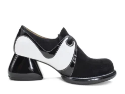 Fluevog Shoes Jasper | Swirly Shoe With Ribbon Laces Black/White Outlet