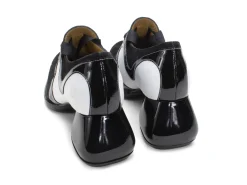 Fluevog Shoes Jasper | Swirly Shoe With Ribbon Laces Black/White Outlet