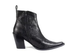 Fluevog Shoes Joan | Asymmetrical Ankle Boot Black Emboss Online