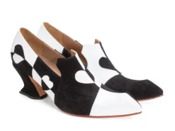 Fluevog Shoes Kaija | Loafer Heel With Hearts Black/Bone Best Sale