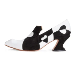 Fluevog Shoes Kaija | Loafer Heel With Hearts Black/Bone Best Sale