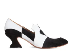 Fluevog Shoes Kaija | Loafer Heel With Hearts Black/Bone Best Sale