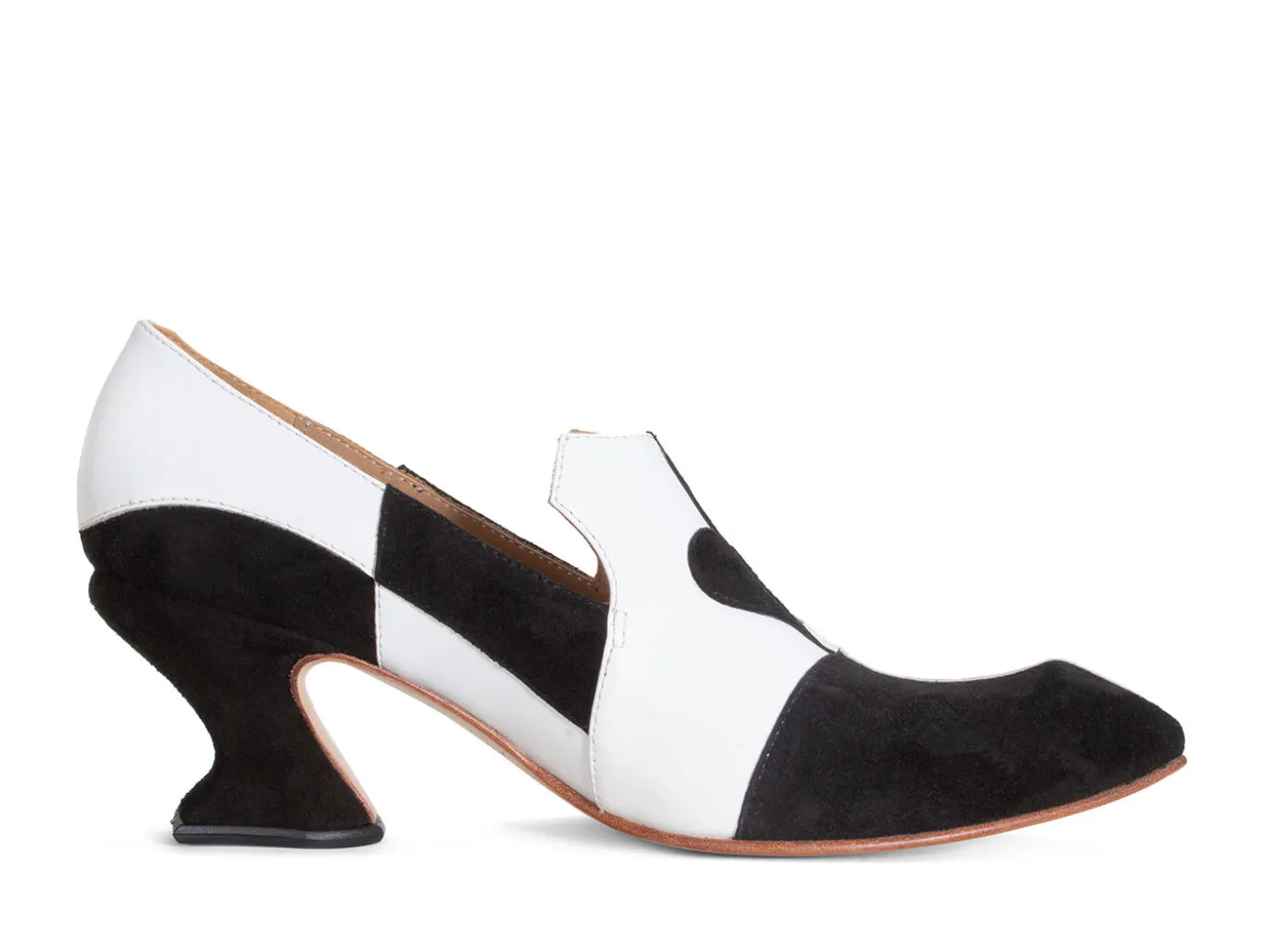 Fluevog Shoes Kaija | Loafer Heel With Hearts Black/Bone Best Sale