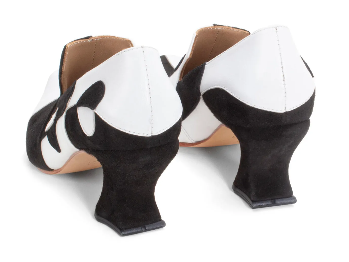 Fluevog Shoes Kaija | Loafer Heel With Hearts Black/Bone Best Sale