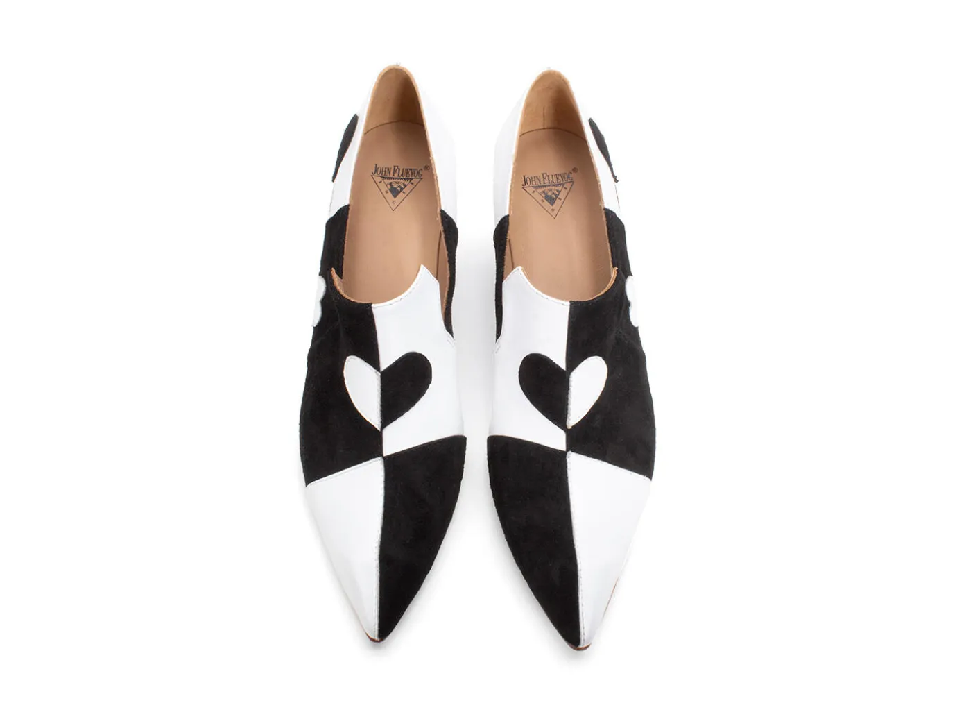 Fluevog Shoes Kaija | Loafer Heel With Hearts Black/Bone Best Sale