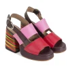 Fluevog Shoes Kerry | Slingback Platform Sandal Burgundy/Pink Clearance