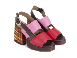 Fluevog Shoes Kerry | Slingback Platform Sandal Burgundy/Pink Clearance