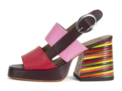 Fluevog Shoes Kerry | Slingback Platform Sandal Burgundy/Pink Clearance