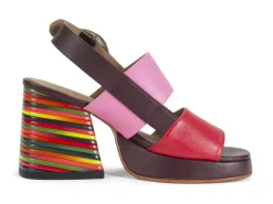 Fluevog Shoes Kerry | Slingback Platform Sandal Burgundy/Pink Clearance