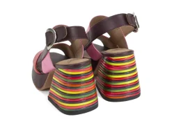 Fluevog Shoes Kerry | Slingback Platform Sandal Burgundy/Pink Clearance