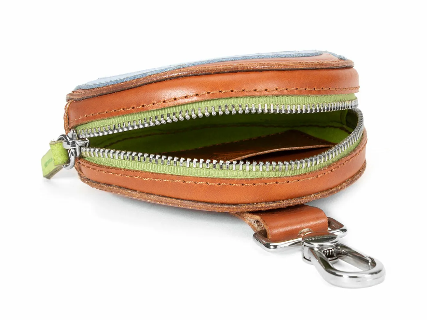 Fluevog Shoes Kitty | Round Clip-On Pouch Brown/Blue Store