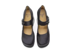 Fluevog Shoes Laurie | Platform Mary Jane Black Satin New