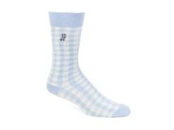 Fluevog Shoes Leroy Vog Socks | Gingham Sock Off White/Light Blue Sale