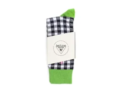 Fluevog Shoes Leroy Vog Socks | Gingham Sock Off White/Green/Black Sale