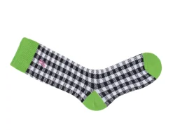 Fluevog Shoes Leroy Vog Socks | Gingham Sock Off White/Green/Black Sale