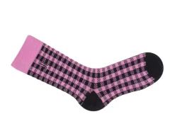 Fluevog Shoes Leroy Vog Socks | Gingham Sock Pink/Black New