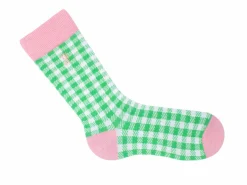 Fluevog Shoes Leroy Vog Socks | Gingham Sock White/Green Fashion