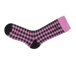 Fluevog Shoes Leroy Vog Socks | Gingham Sock Pink/Black Best