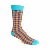 Fluevog Shoes Leroy Vog Socks | Gingham Sock Orange/Blue Store