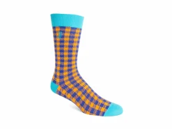 Fluevog Shoes Leroy Vog Socks | Gingham Sock Orange/Blue Store