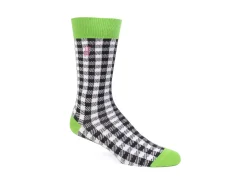 Fluevog Shoes Leroy Vog Socks | Gingham Sock Off White/Green/Black Hot