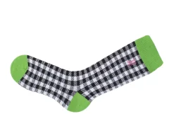 Fluevog Shoes Leroy Vog Socks | Gingham Sock Off White/Green/Black Hot