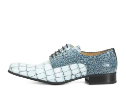 Fluevog Shoes Luciano | Sleek Derby Shoe Blue Croc Online