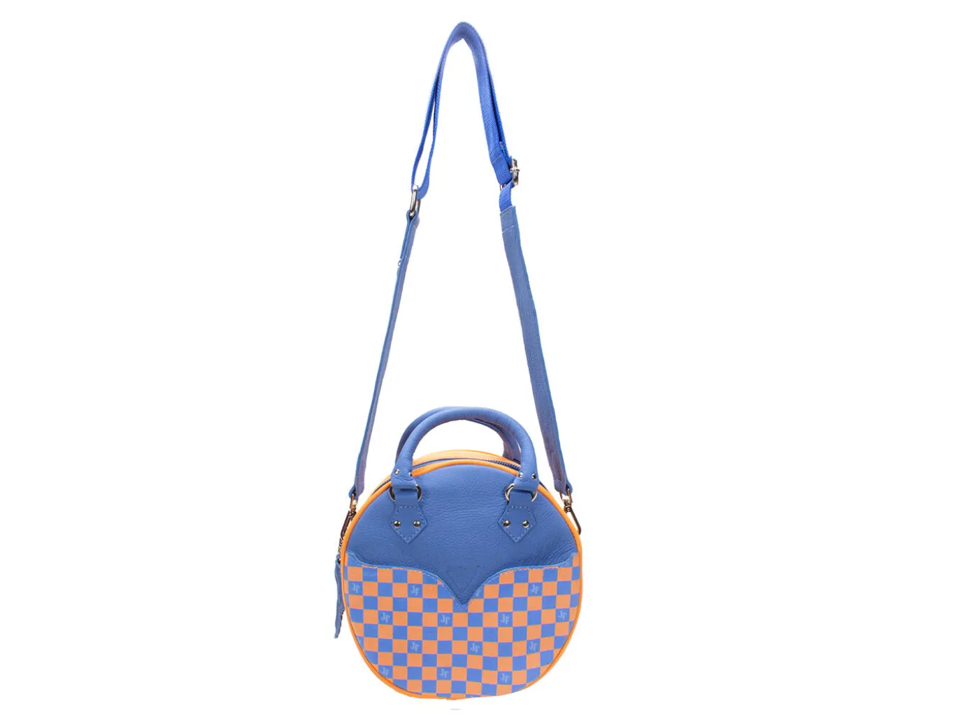 Fluevog Shoes Lucy | Round Leather Bag Blue/Orange Shop