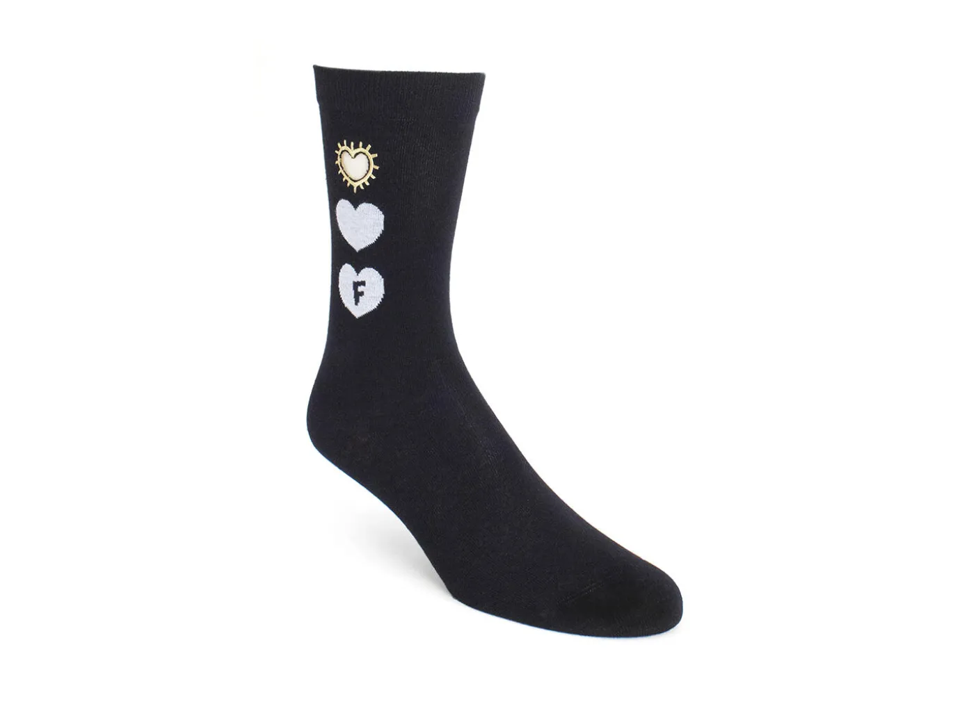 Fluevog Shoes Luna Vog Socks | Sock With Hearts Black Sale