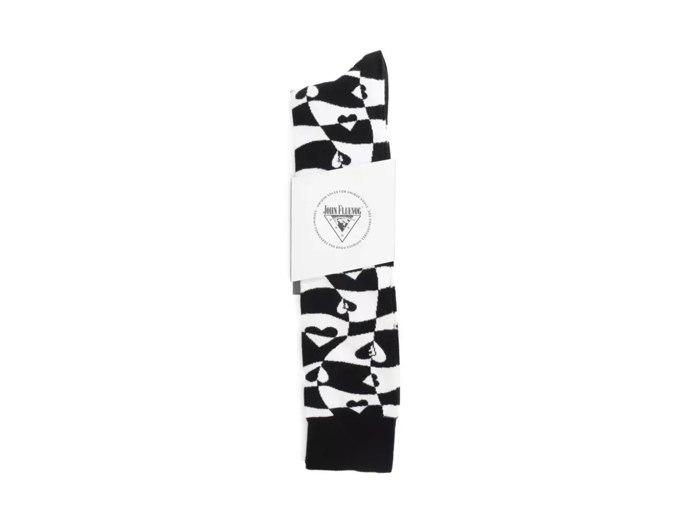 Fluevog Shoes Mabel Vog Socks | Warped Hearts Sock White/Black Sale