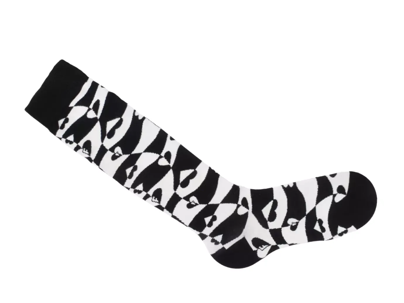 Fluevog Shoes Mabel Vog Socks | Warped Hearts Sock White/Black Sale