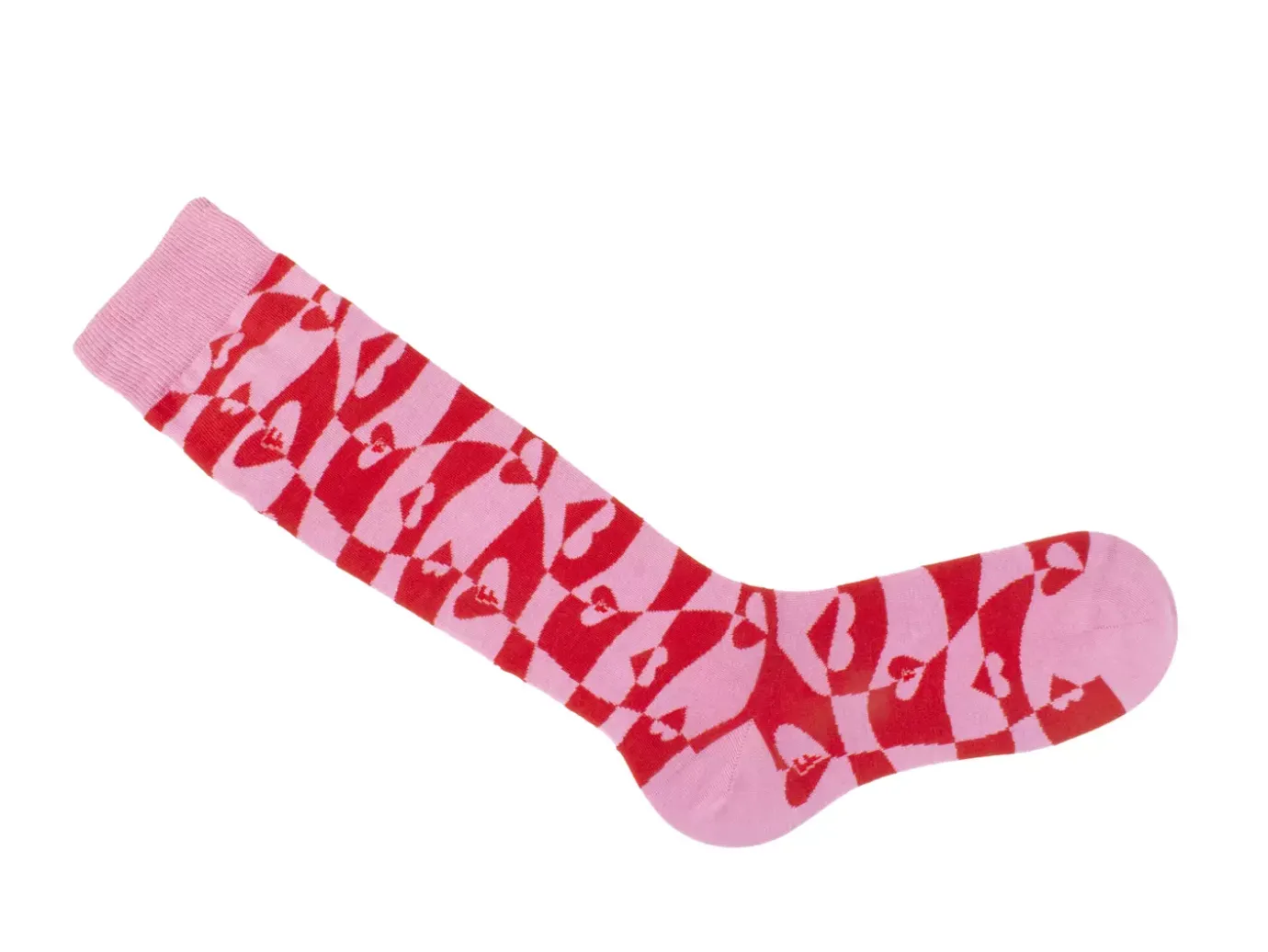 Fluevog Shoes Mabel Vog Socks | Warped Hearts Sock Pink/Red Clearance