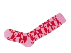 Fluevog Shoes Mabel Vog Socks | Warped Hearts Sock Pink/Red Clearance