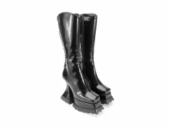 Fluevog Shoes Magnolia | Zip-Up Platform Tall Boot Black Cheap