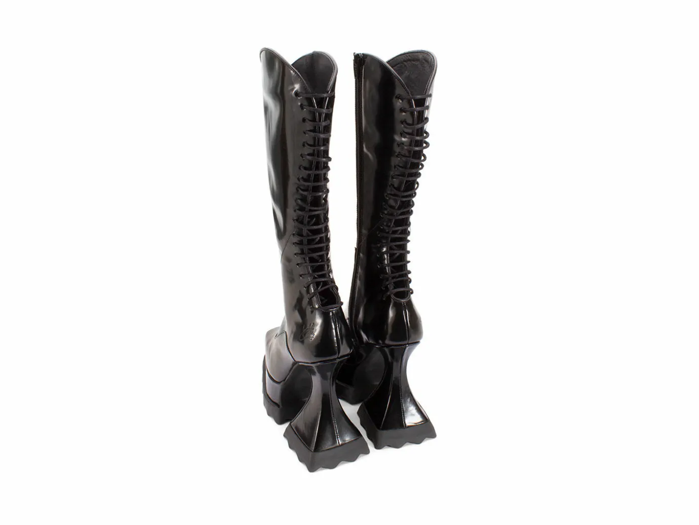 Fluevog Shoes Magnolia | Zip-Up Platform Tall Boot Black Cheap
