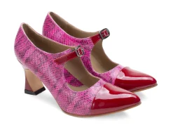 Fluevog Shoes Malala | Mary Jane Heel Pink/Red Online