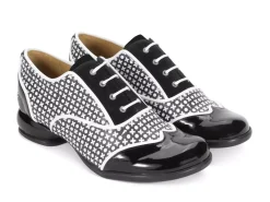Fluevog Shoes Martha | Contrast Lace-Up Shoe Black/White Xo Cheap