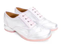 Fluevog Shoes Martha | Contrast Lace-Up Shoe Silver/Pink Glitter New