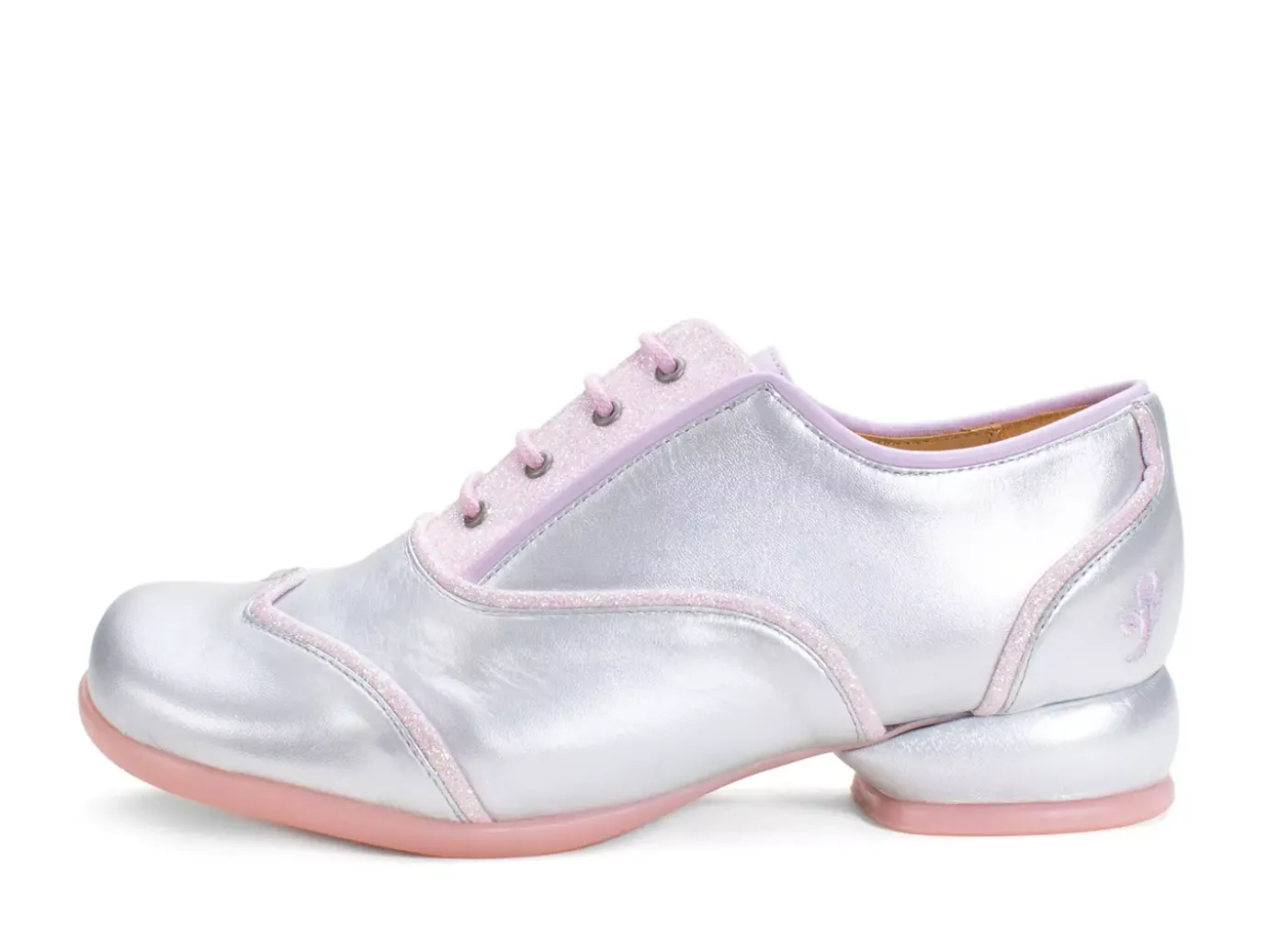 Fluevog Shoes Martha | Contrast Lace-Up Shoe Silver/Pink Glitter New