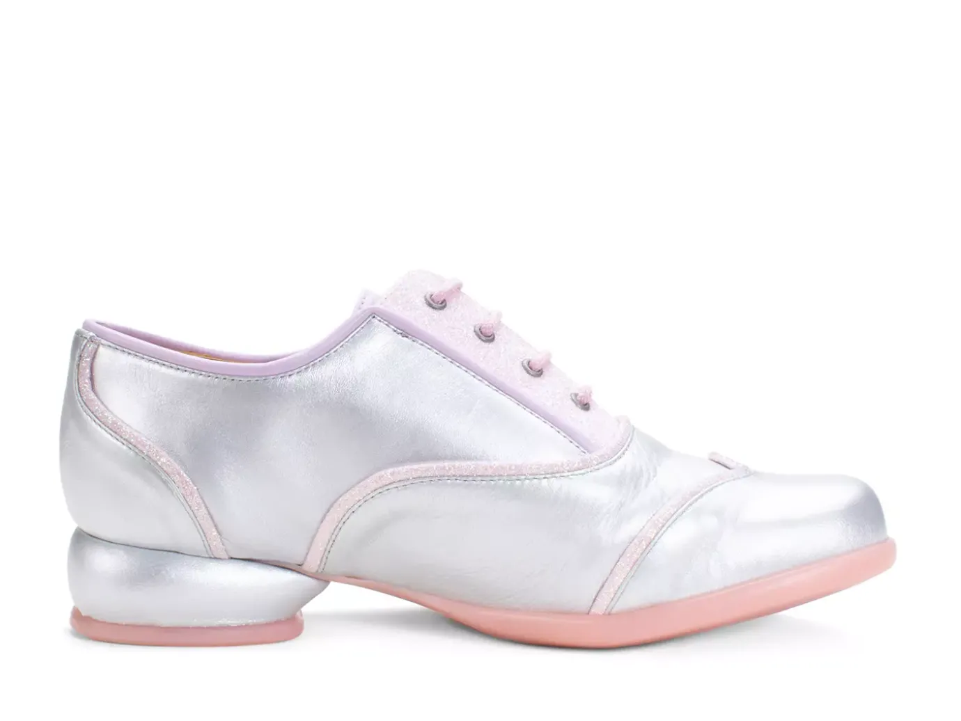 Fluevog Shoes Martha | Contrast Lace-Up Shoe Silver/Pink Glitter New
