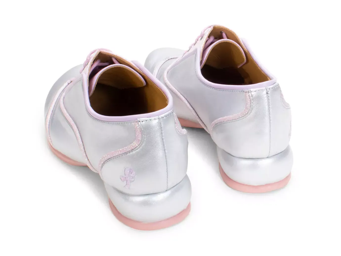 Fluevog Shoes Martha | Contrast Lace-Up Shoe Silver/Pink Glitter New