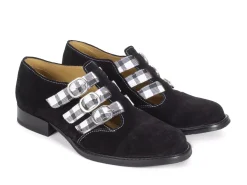 Fluevog Shoes Mcphee | Triple-Strap Buckle Shoe Black/Plaid Shop