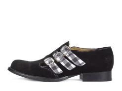 Fluevog Shoes Mcphee | Triple-Strap Buckle Shoe Black/Plaid Shop
