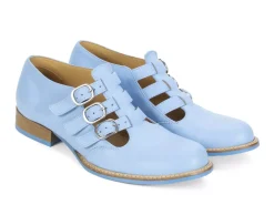Fluevog Shoes Mcphee | Triple-Strap Buckle Shoe Blue Best Sale
