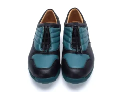 Fluevog Shoes Meridian | Slip-On Shoe With Plastic Toggle Black/Teal Cheap