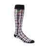 Fluevog Shoes Mochi Vog Socks | Spotted Gingham Sock White/Black/Pink Hearts Best