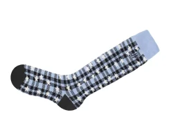 Fluevog Shoes Mochi Vog Socks | Spotted Gingham Sock Black/Blue Stars Outlet